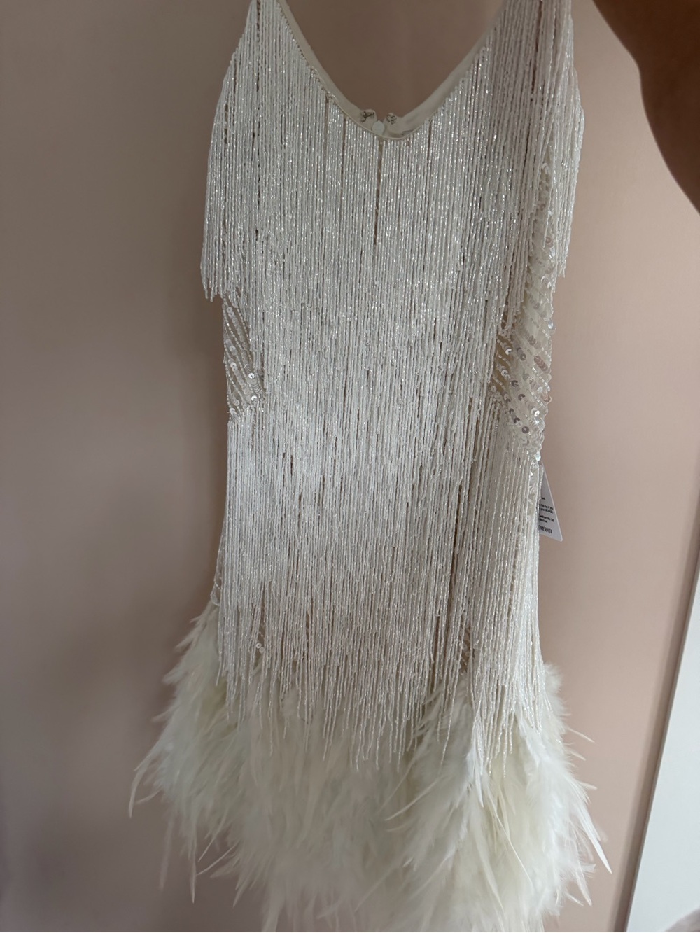 Nadine Merabi Lottie Fringe Feather Minidress